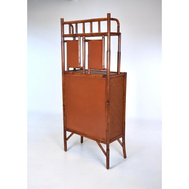 Chestnut 1990s British Colonial Faux Bamboo Etagere Storage Display Cabinet For Sale - Image 8 of 10