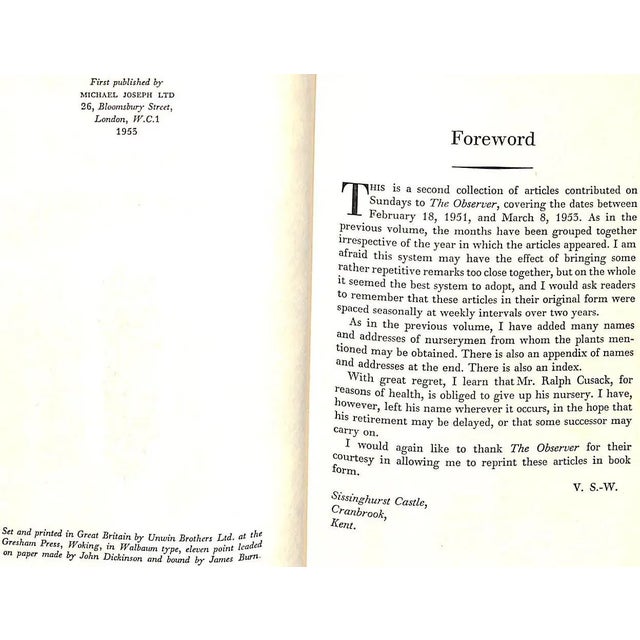 "In Your Garden Again" 1953 Sackville-West, V. For Sale In New York - Image 6 of 8