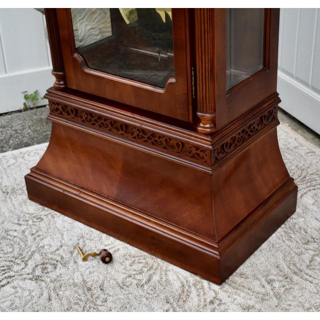Vintage Ridgeway Chinese Chippendale Style Mahogany Grandfathers Clock For Sale - Image 12 of 12