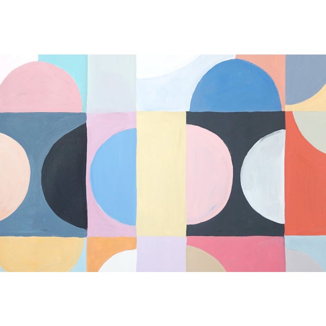 Turquoise 2026, Art Deco Painting Diptych, Celestial Bodies, Geometric Bauhaus Patterns on Paper, Pastel Tones Palette by Natalia Roman For Sale - Image 8 of 10