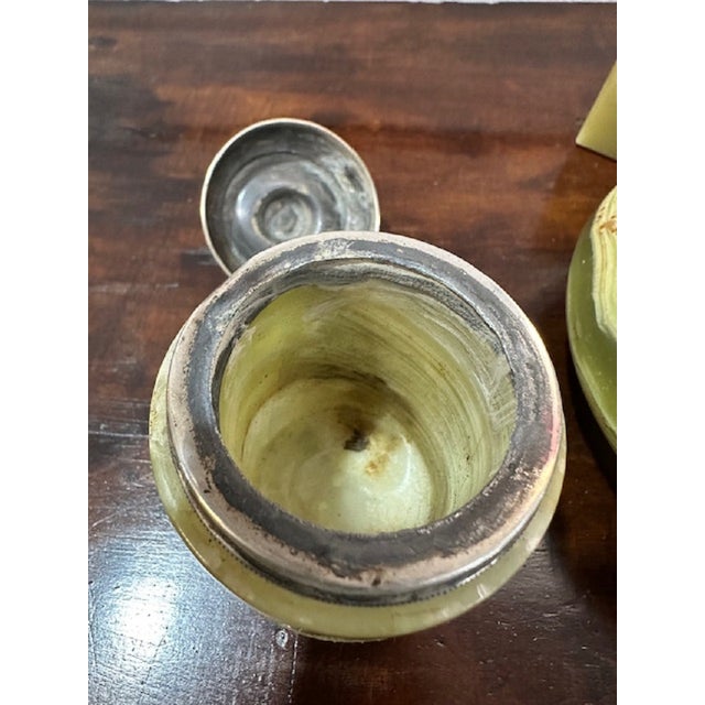 Desk Objects in Onyx and Silver, Set of 3 For Sale - Image 9 of 12