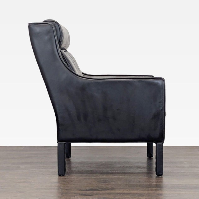 Restoration Hardware Restoration Hardware Madsen Black Leather Lounge Chair For Sale - Image 4 of 10