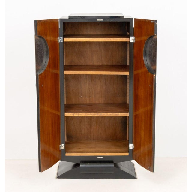 Art Deco Black Lacquered and Chrome Cabinet For Sale In New York - Image 6 of 8
