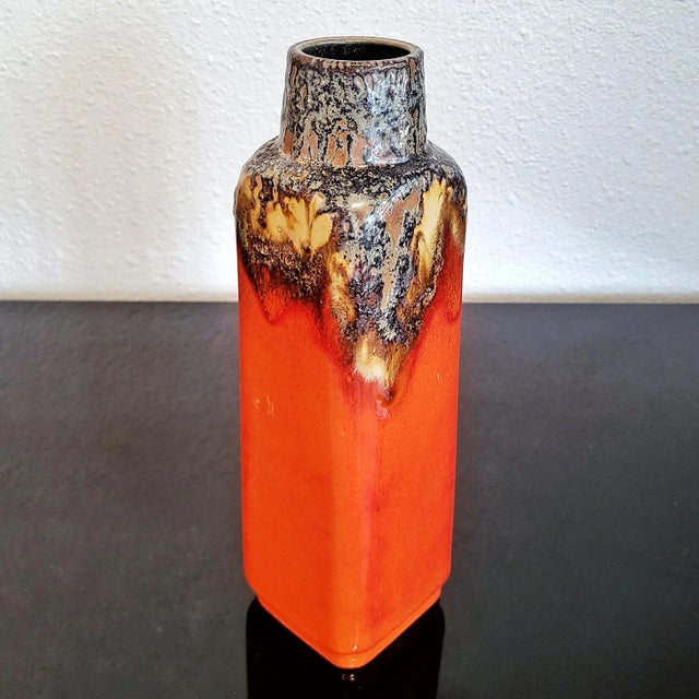 Tall Persimmon-Orange Ü-Keramik Fat Lava Vase Nr. 1438/30 For Sale In Austin - Image 6 of 12