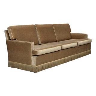 Danish 3-Seater Sofa in Honey Yellow Velour, 1970s For Sale