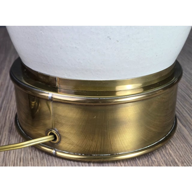 Vintage Hart & Associates Brass & White Pottery Table Lamp W Sea Shell Handles For Sale - Image 13 of 13