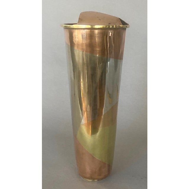 1950s Casados Mixed Metal Mexican Cocktail Shaker -- Silver, Copper, Brass For Sale - Image 4 of 7