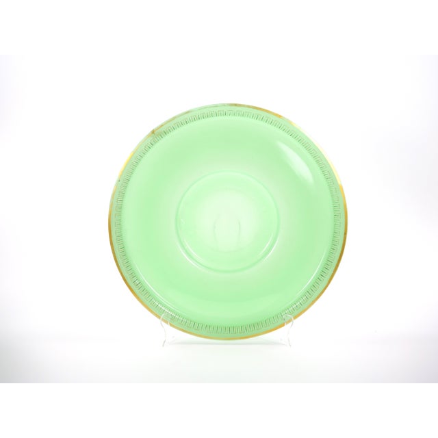 French Green Opaline Baccarat Crystal Engraved & Gilt Napoleon III Punch Bowl For Sale - Image 4 of 10