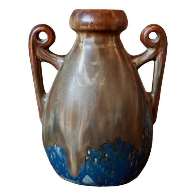 Art Nouveau Blue Vase attributed to Gilbert Méténier, 1890s For Sale