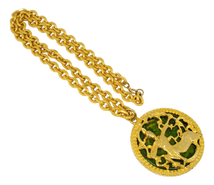 Pauline Rader Gilded Necklace with Green Bakelite Centaur Pendant