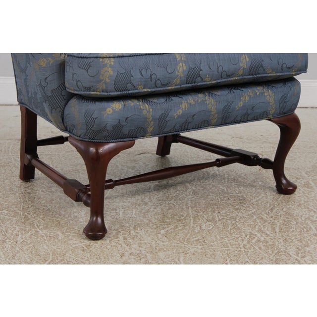 Pair Colonial Williamsburg Style Queen Anne Mahogany Wing Chairs For Sale - Image 10 of 18