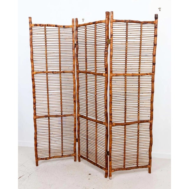 Three Panel Bamboo Screen For Sale In New York - Image 6 of 7