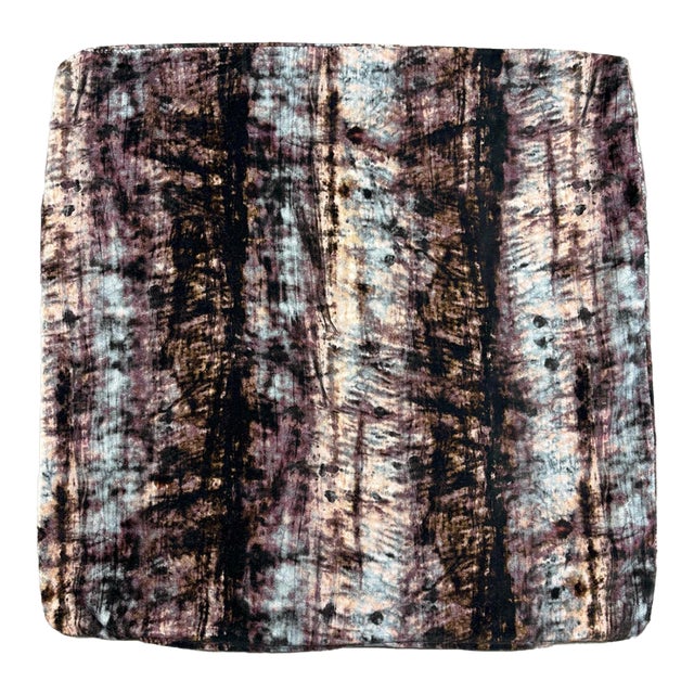 Handmade Designer Fabric Throw Pillow Cover 22x22 Abstract Purple Black Velvet For Sale