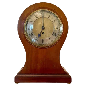 Large Antique Edwardian Inlaid Mahogany Balloon Shaped Mantel Clock