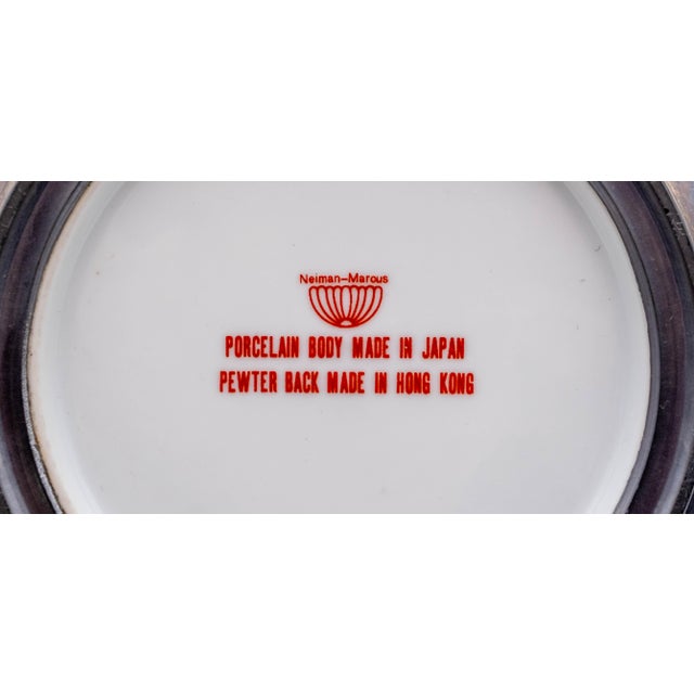 Blue Imariware Style Pewter & Porcelain Koi Plate For Sale - Image 8 of 8