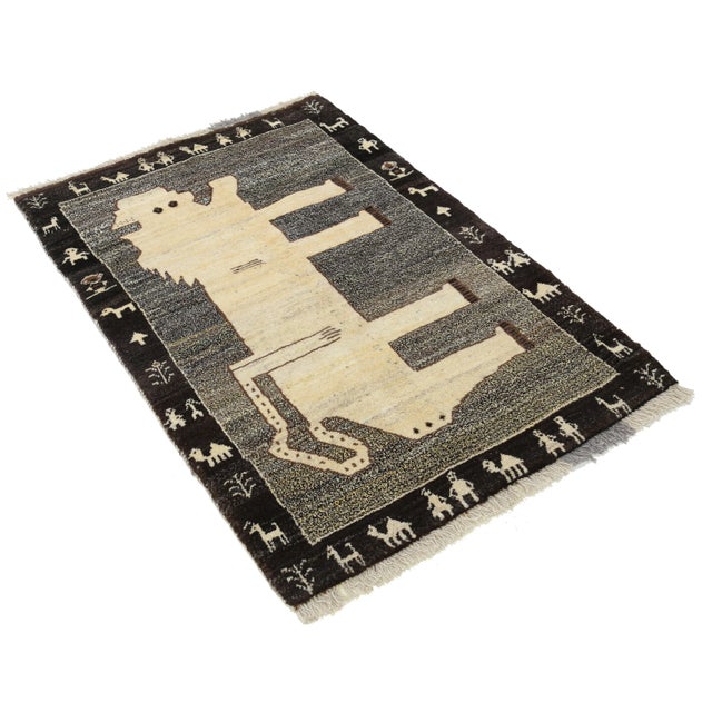 Distinctive Majestic Persian Lion Rug For Sale - Image 4 of 5