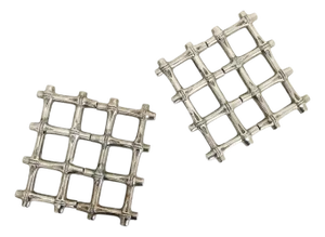 1970s Italian Bamboo Silverplate Trivets - A Pair