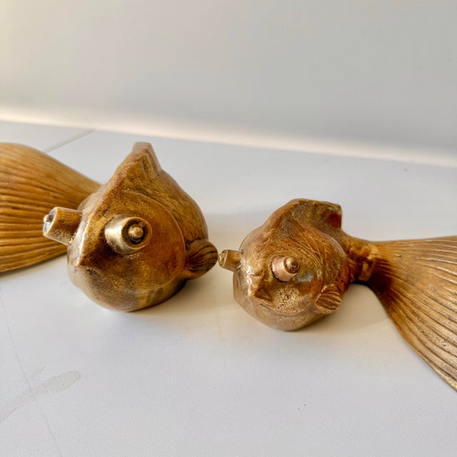 Mid-Century Modern Brass Koi Goldfish; A Pair For Sale - Image 3 of 8