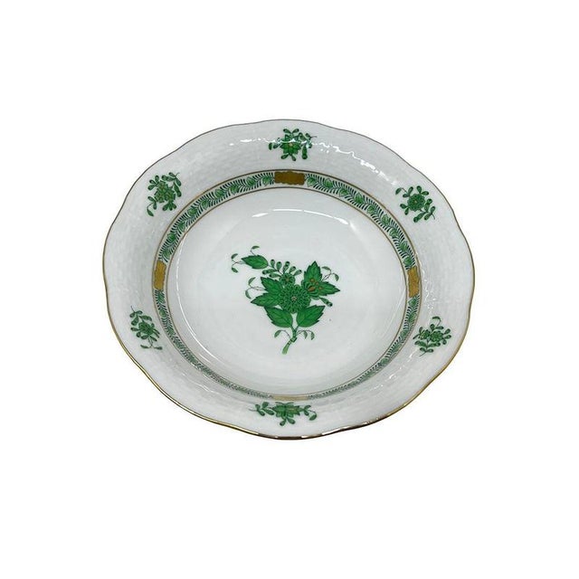 Chinese Bouquet Apponyi Green Fruit Bowls from Herend, 1980s, Set of 6 For Sale - Image 3 of 7
