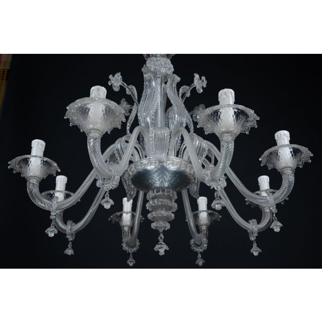 Vintage Classic Art Glass Italian Murano Clear Glass Chandelier, 1940s For Sale - Image 6 of 18