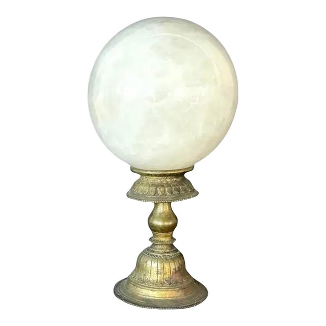 Large Opaque Rock Crystal Quartz Sphere Ball on Stand For Sale