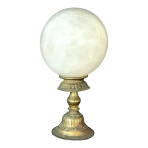 Large Opaque Rock Crystal Quartz Sphere Ball on Stand