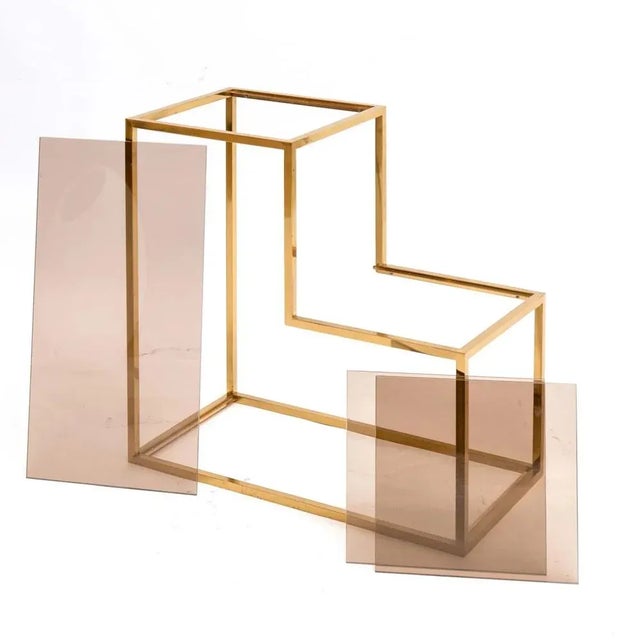 Table in Brass and Smoked Glass, 1960s For Sale - Image 6 of 8