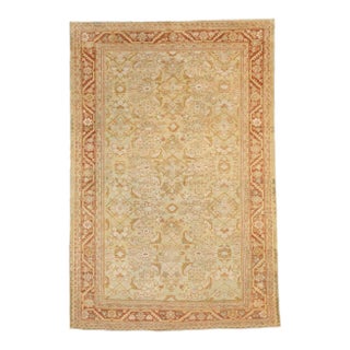 Antique Persian Sultanabad Wool 4x7 Tan, Ivory, Rust & Olive Handmade Area Rug #1142543 For Sale