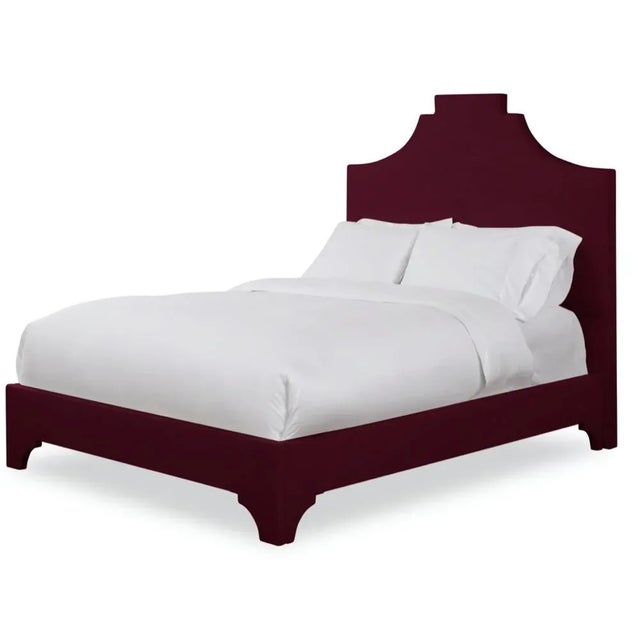 Modern Nadine Full/Double Bedframe, Wine Velvet For Sale - Image 3 of 4