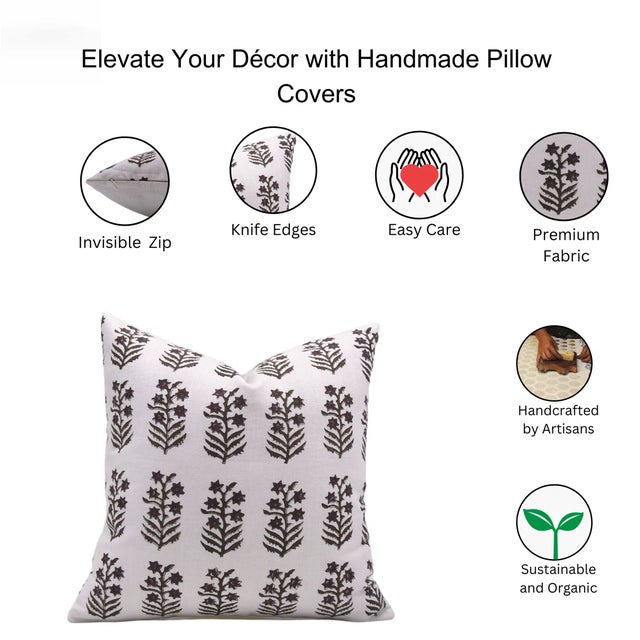 Fabdivine Handcrafted Block Print Cushion Cover 14x36 Inch Pure White Linen- Inderdhanush For Sale - Image 4 of 4