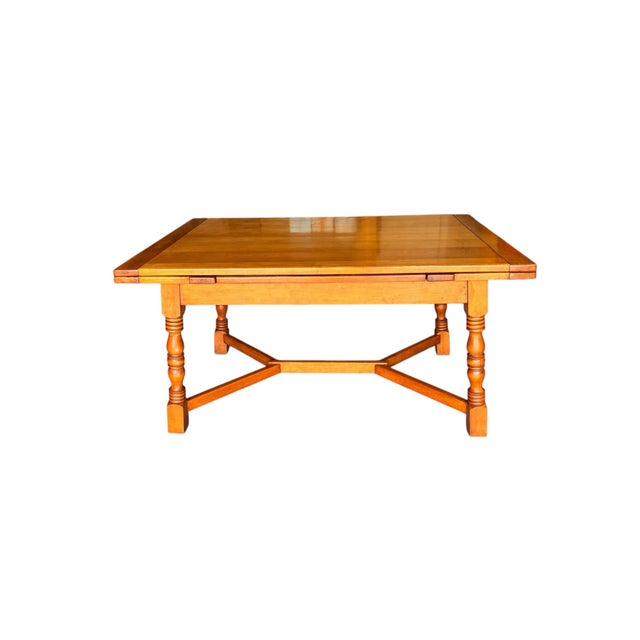 1940s High Quality Cushman Colonial Creations Solid Rock Maple Draw Leaf Table. For Sale - Image 9 of 12