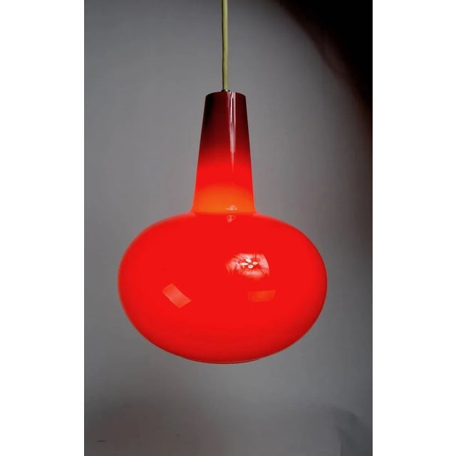 Mid 20th Century Colored Glass Pendant by Prescolite Red For Sale - Image 5 of 7