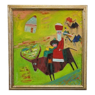 "Journey Through the Hills" - Mid 20th Century Original Oil Painting on Canvas Signed on the Bottom, Framed For Sale