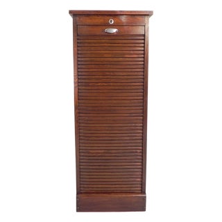 Oak Roller Shutter Cabinet with Shutter, 1930s For Sale