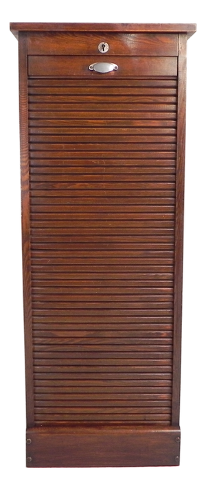 Oak Roller Shutter Cabinet with Shutter, 1930s