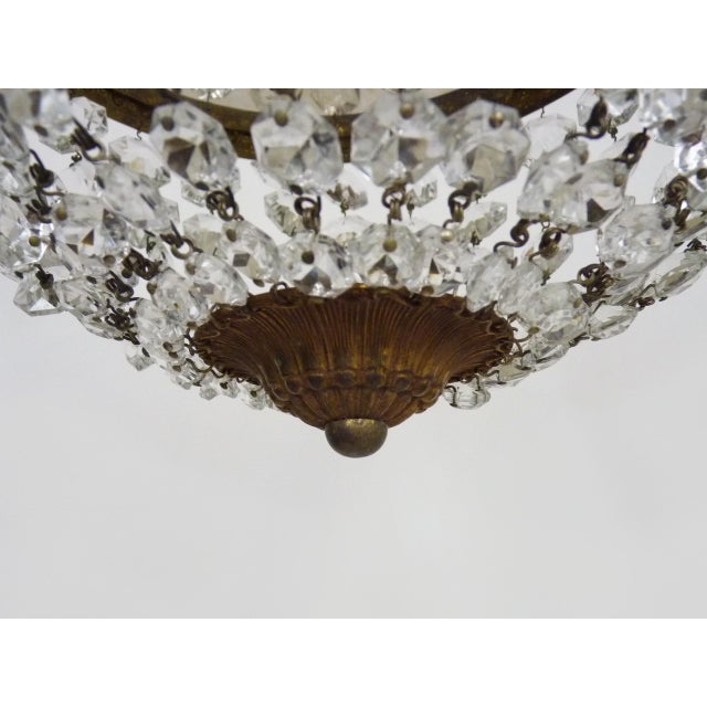 Louis XVI Style Crown-Shaped 3-Light Ceiling Light with Half-Basket Glass Pendants, 1950s For Sale - Image 6 of 9