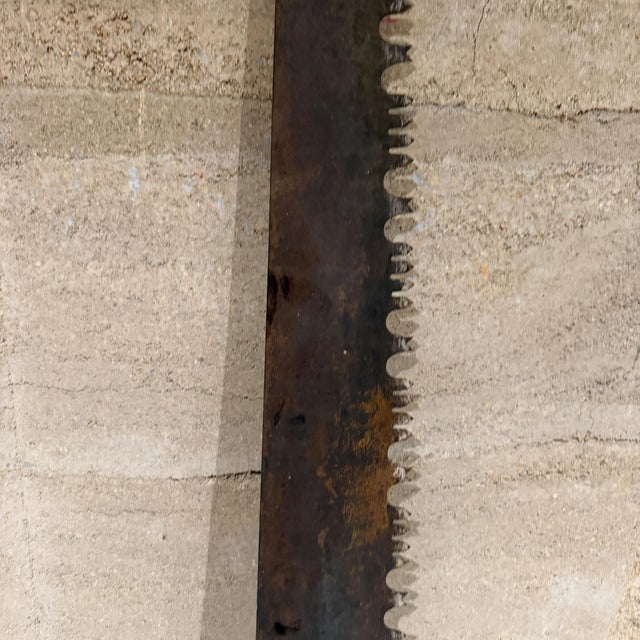 1930s Antique Logging Tool Two-Man Crosscut Saw Wall Sculpture Decoration For Sale - Image 5 of 9