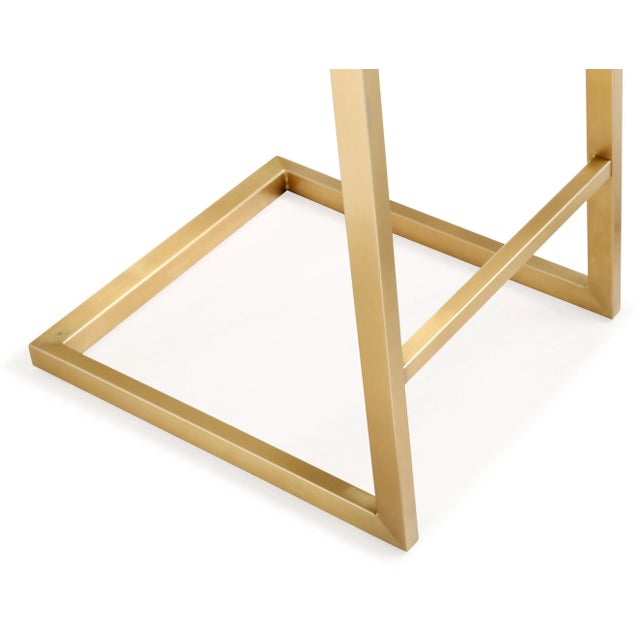 Textile Parma White Vegan Leather & Gold Steel Counter Stools - Set of 2 For Sale - Image 7 of 11