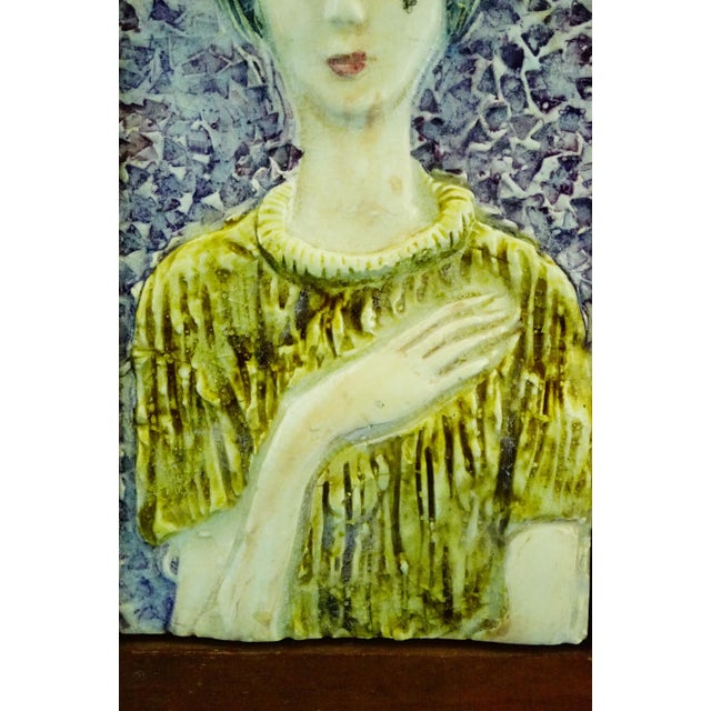 Ceramic Vintage Ceramic Tile Plaque, 1950s For Sale - Image 7 of 11