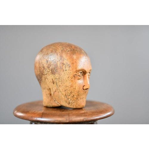 German Carved Wooden Milliners Head, 1890s For Sale - Image 3 of 11