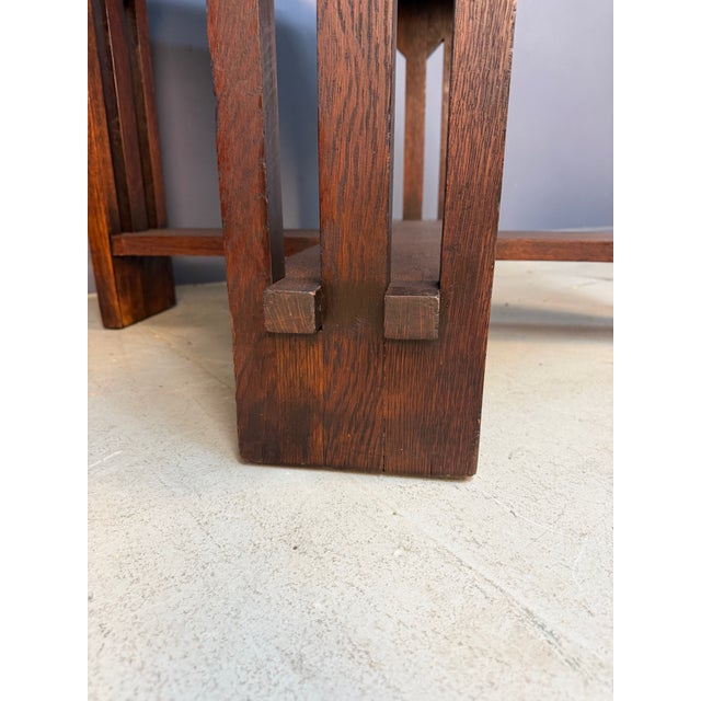 Brooks Mission Oak Octagonal Center Hall Table — Arts & Crafts Slat-Sided For Sale - Image 12 of 12