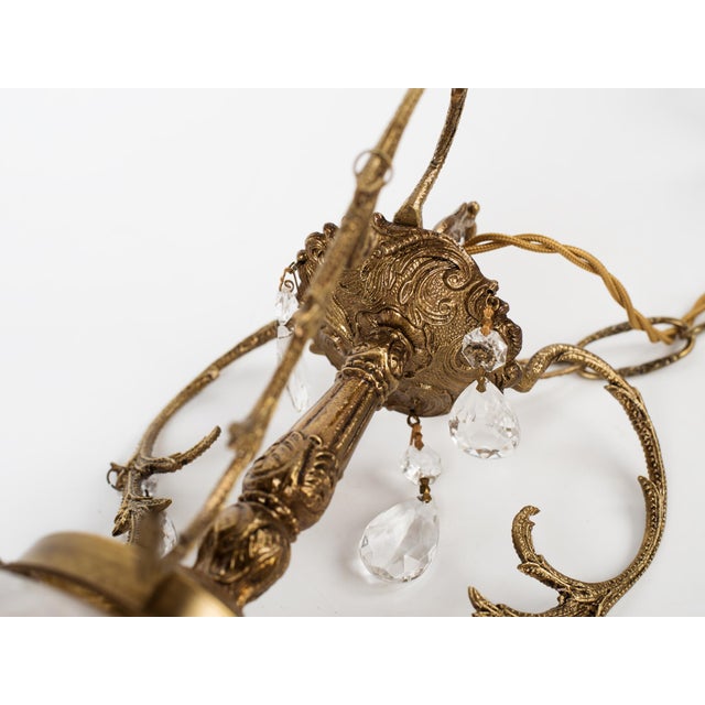 1960s 1960s Spanish Empire Style Cast Brass and Crystal Pendant Light For Sale - Image 5 of 10