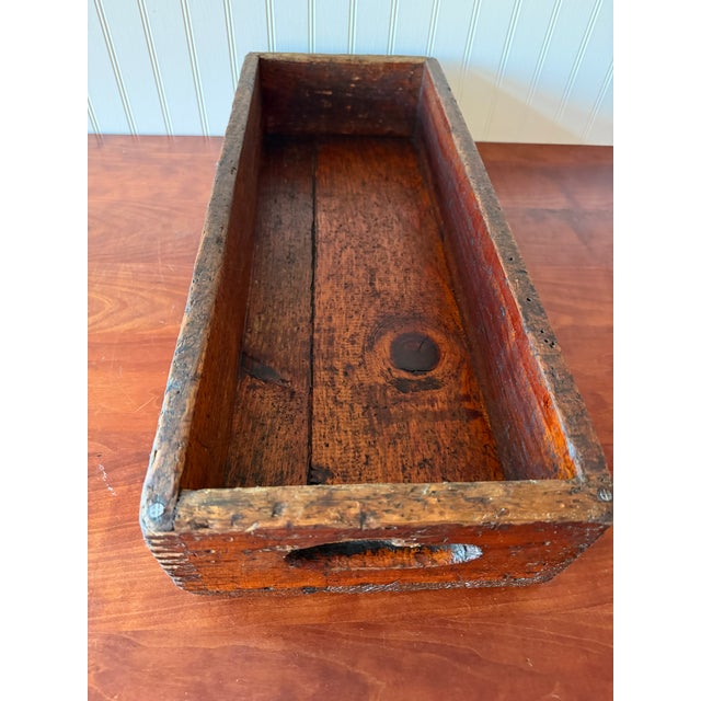 Antique Industrial Dovetail Wood Factory Tray For Sale - Image 10 of 18
