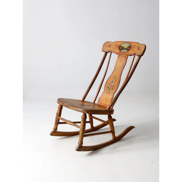 Brown Antique Painted Rocking Chair For Sale - Image 8 of 13