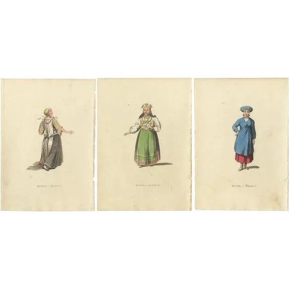 William Alexander, Traditional Attires of Finnish, Estonian and Angria Women in Former Russia, 1814, Paper, Set of 3 For Sale - Image 6 of 6