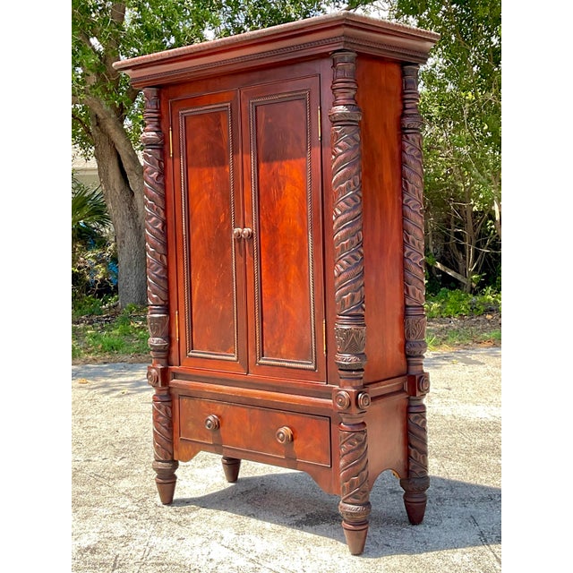 Early 20th Century Vintage Regency Carved Mahogany Armoire For Sale - Image 5 of 12