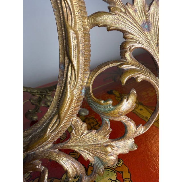Pair of Antique Rococo Revival Brass Easel Frames Gilt Finish For Sale - Image 11 of 11