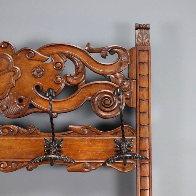 Wall Coat Rack in Walnut-Stained Beech For Sale - Image 4 of 12