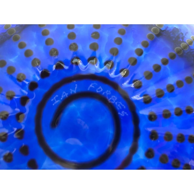 1980s Cobalt Art Glass Centerpiece Bowl by Ian Forbes, Signed For Sale In Boston - Image 6 of 8
