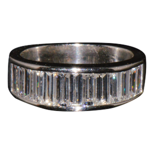Certified Natural 1.65cts vs F Baguette Diamond Solid Platinum Wide Band Ring Size 5.25